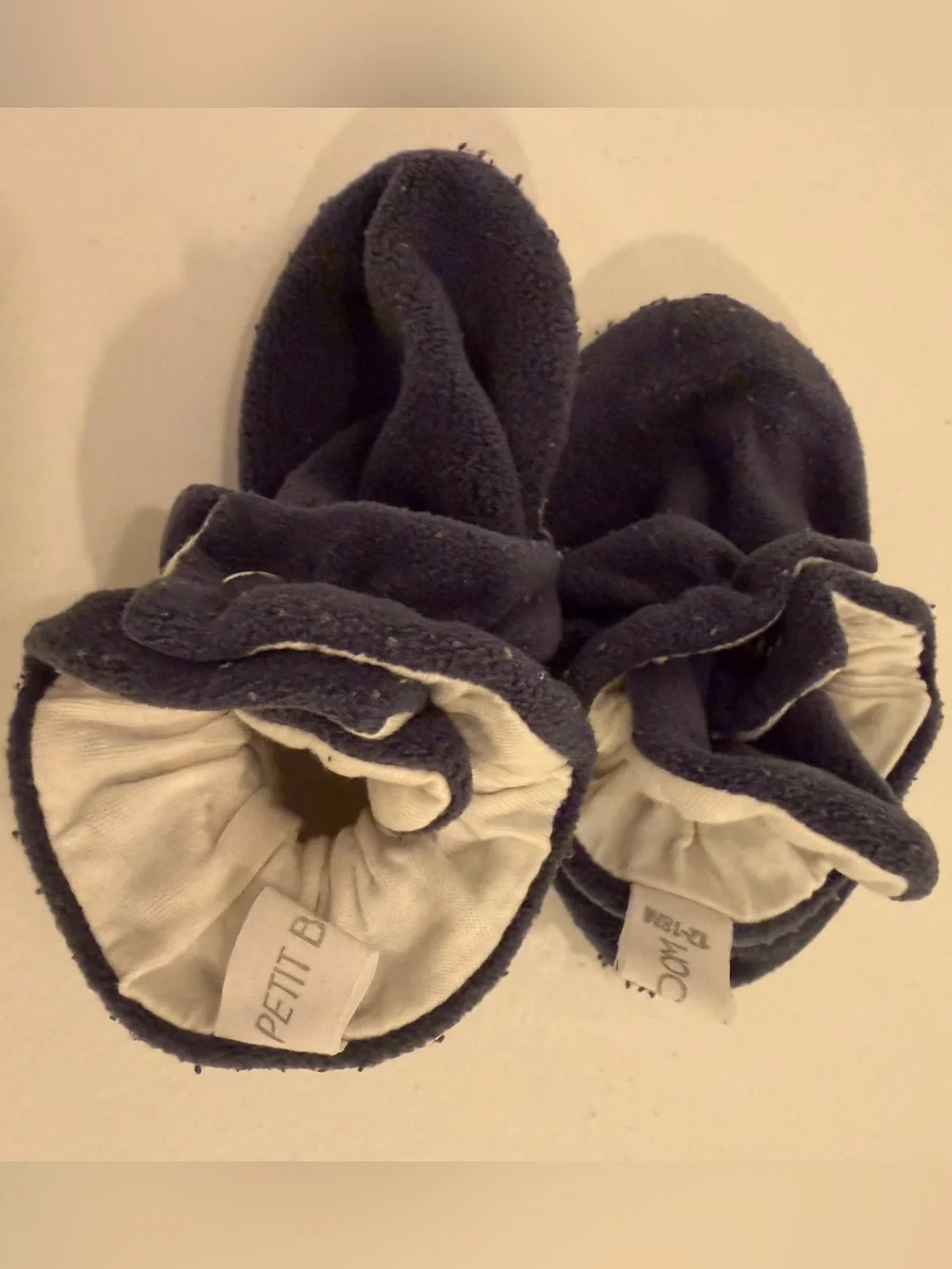 Petit B navy Baby Fleece Moccasins
